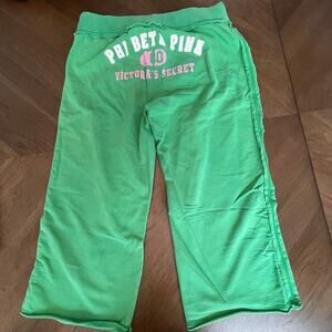 Vintage Victoria Secret PINK Pho Beta Pink Capri Sweatpants y2k Women Med Green